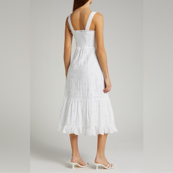 PAIGE Pallas Eyelet Midi Dress White Cotton Sleeveless Summer Size 10 NWOT - Picture 4 of 15